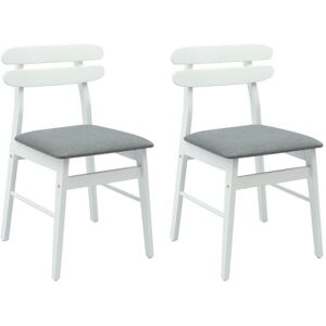 Dining Chair 2 pcs White and Grey Solid Rubber Wood vidaXL Dining Chair 2 pcs White and Grey Solid Rubber Wood vidaXL