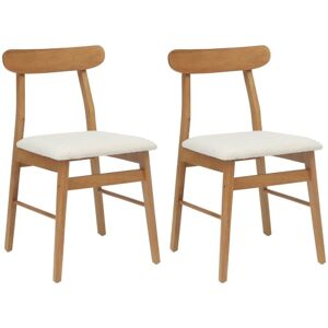 Dining Chair 2 pcs Natural and Light Solid Rubber Wood vidaXL Dining Chair 2 pcs Natural and Light Solid Rubber Wood vidaXL