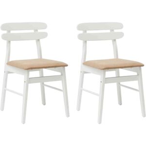 Dining Chair 2 pcs White and Brown Solid Rubber Wood vidaXL Dining Chair 2 pcs White and Brown Solid Rubber Wood vidaXL