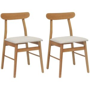 Dining Chair 2 pcs Natural and Light Solid Rubber Wood vidaXL Dining Chair 2 pcs Natural and Light Solid Rubber Wood vidaXL