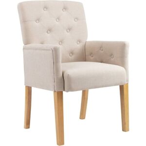 Dining Chair with Armrests Beige Fabric Vidaxl Dining Chair with Armrests Beige Fabric Vidaxl