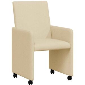Dining Chairs with Wheels 2 pcs Cream 57 x 66 x 94 cm Fabric vidaXL Dining Chairs with Wheels 2 pcs Cream 57 x 66 x 94 cm Fabric vidaXL