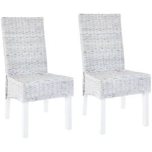 vidaXL Light Brown Kubu Rattan Mango Wood Dining Chairs - Dining Chairs vidaXL Light Brown Kubu Rattan Mango Wood Dining Chairs - Dining Chairs