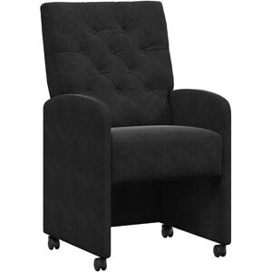 Dining Chairs with Wheels 2 pcs Black 58 x 67 x 97 cm Velvet vidaXL Dining Chairs with Wheels 2 pcs Black 58 x 67 x 97 cm Velvet vidaXL