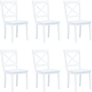 Vidaxl - Dining Chairs 6 pcs White Solid Rubber Wood Vidaxl - Dining Chairs 6 pcs White Solid Rubber Wood