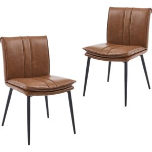 WAHSON OFFICE CHAIRS Dining Chairs Set of 2 in pu Leather Upholstered Modern Kitchen Chairs with Backrest for Living Room Restaurant, Brown, Wahson WAHSON OFFICE CHAIRS Dining Chairs Set of 2 in pu Leather Upholstered Modern Kitchen Chairs with Backrest for Living Room Restaurant, Brown, Wahson