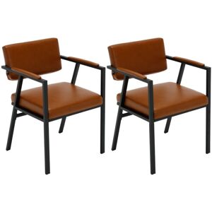 WAHSON OFFICE CHAIRS Dining Chairs 2Pcs in pu Leather Modern Kitchen Leisure Chairs with Sturdy Black Metal Legs for Living Room Restaurant, Brown, Wahson WAHSON OFFICE CHAIRS Dining Chairs 2Pcs in pu Leather Modern Kitchen Leisure Chairs with Sturdy Black Metal Legs for Living Room Restaurant, Brown, Wahson