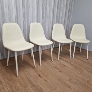 KOSY KOALA Dining Chairs Set of 4 Cream Leather Kitchen Chairs KOSY KOALA Dining Chairs Set of 4 Cream Leather Kitchen Chairs