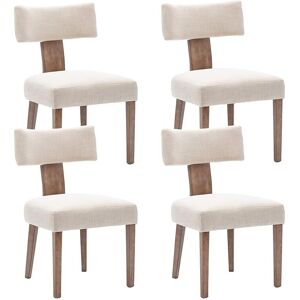 WAHSON OFFICE CHAIRS Dining Chairs Set of 4 in Linen Fabric Upholstered Rustic Side Chairs with Wood Legs for Kitchen Reataurant, Beige, Wahson WAHSON OFFICE CHAIRS Dining Chairs Set of 4 in Linen Fabric Upholstered Rustic Side Chairs with Wood Legs for Kitchen Reataurant, Beige, Wahson