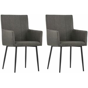 Vidaxl - Dining Chairs with Armrests 2 pcs Taupe Fabric Vidaxl - Dining Chairs with Armrests 2 pcs Taupe Fabric