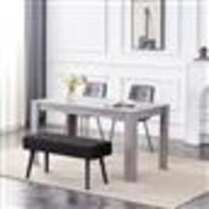 KOSY KOALA Dining Table and 2 Chairs With Bench 2 Grey Velvet Chairs Wood Table Dining Set Furniture KOSY KOALA Dining Table and 2 Chairs With Bench 2 Grey Velvet Chairs Wood Table Dining Set Furniture