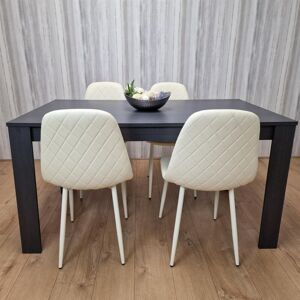 Kosy Koala - Dining Table and 4 Chairs Black Dark Grey Leather Cream Chairs Wood Dining Set Furniture Kosy Koala - Dining Table and 4 Chairs Black Dark Grey Leather Cream Chairs Wood Dining Set Furniture