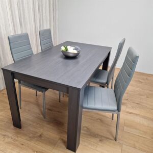 Kosy Koala - Dining Table and 4 Chairs Black Dark Grey Leather Grey Chairs Wood Dining Set Furniture Kosy Koala - Dining Table and 4 Chairs Black Dark Grey Leather Grey Chairs Wood Dining Set Furniture