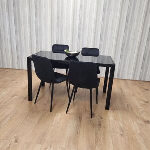 Kosy Koala - Dining Table and 4 Chairs Black Glass 4 Velvet Chairs Dining Room Furniture Kosy Koala - Dining Table and 4 Chairs Black Glass 4 Velvet Chairs Dining Room Furniture