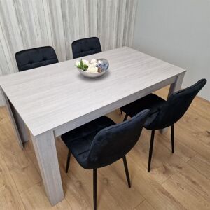 Kosy Koala - Dining Table and 4 Chairs Grey 4 Black Velvet Chairs Wood Dining Set Furniture Kosy Koala - Dining Table and 4 Chairs Grey 4 Black Velvet Chairs Wood Dining Set Furniture