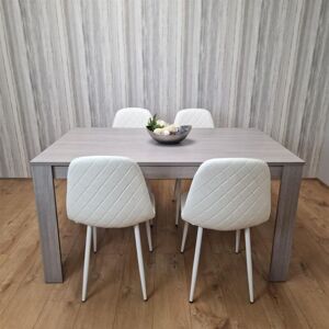 Kosy Koala - Dining Table and 4 Chairs Grey 4 White Leather Chairs Wood Dining Set Furniture Kosy Koala - Dining Table and 4 Chairs Grey 4 White Leather Chairs Wood Dining Set Furniture