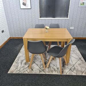 Kosy Koala - Dining Table and 4 Chairs Oak Effect Wood 4 Grey Plastic Leather Chairs Dining Room Kosy Koala - Dining Table and 4 Chairs Oak Effect Wood 4 Grey Plastic Leather Chairs Dining Room
