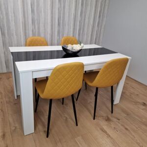 Kosy Koala - Dining Table and 4 Chairs White Black Wood 4 Leather Mustard Chairs Dining Room Kosy Koala - Dining Table and 4 Chairs White Black Wood 4 Leather Mustard Chairs Dining Room