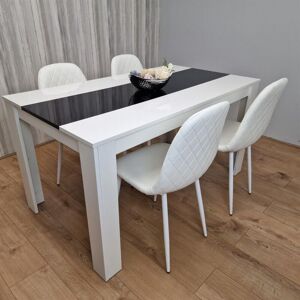 Kosy Koala - Dining Table and 4 Chairs White Black Wood 4 Leather White Chairs Dining Room Kosy Koala - Dining Table and 4 Chairs White Black Wood 4 Leather White Chairs Dining Room