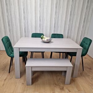 Kosy Koala - Dining Table and 4 Chairs With Bench Grey 4 Green Velvet Chairs Wood Dining Set Furniture Kosy Koala - Dining Table and 4 Chairs With Bench Grey 4 Green Velvet Chairs Wood Dining Set Furniture