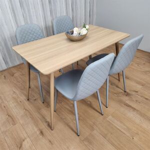 Kosy Koala - Dining Table and 4 Chairs Wood Effect 4 Grey Leather Chairs Dining Set Kosy Koala - Dining Table and 4 Chairs Wood Effect 4 Grey Leather Chairs Dining Set