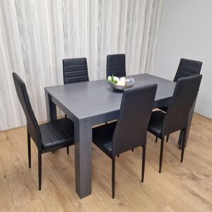 Kosy Koala - Dining Table and 6 Chairs Black Dark Grey 6 Black Leather Chairs Wood Dining Set Furniture Kosy Koala - Dining Table and 6 Chairs Black Dark Grey 6 Black Leather Chairs Wood Dining Set Furniture