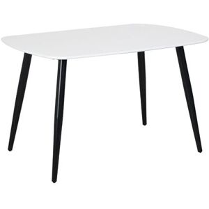 HOME SOURCE Rectangular Dining Table Painted Top with Tapered Legs - MDF/Metal - L80 x W120 x H75 cm - White/Black - Flat Packed HOME SOURCE Rectangular Dining Table Painted Top with Tapered Legs - MDF/Metal - L80 x W120 x H75 cm - White/Black - Flat Packed