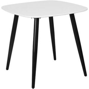 Home Source - Square Dining Table Painted Top with Tapered Legs - MDF/Metal - L80 x W80 x H75 cm - White/Black - Flat Packed Home Source - Square Dining Table Painted Top with Tapered Legs - MDF/Metal - L80 x W80 x H75 cm - White/Black - Flat Packed