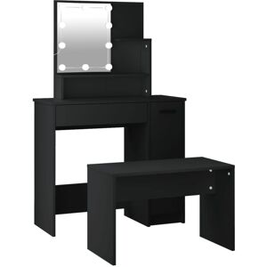 Dressing Table Set with led Black Engineered Wood Vidaxl Dressing Table Set with led Black Engineered Wood Vidaxl