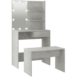 Vidaxl - Dressing Table Set with led Concrete Grey Engineered Wood Vidaxl - Dressing Table Set with led Concrete Grey Engineered Wood