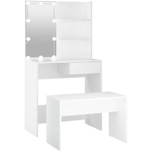 Dressing Table Set with led White Engineered Wood Vidaxl Dressing Table Set with led White Engineered Wood Vidaxl