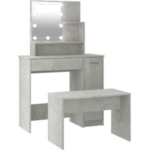Vidaxl - Dressing Table Set with led Concrete Grey Engineered Wood Vidaxl - Dressing Table Set with led Concrete Grey Engineered Wood