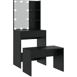 Dressing Table Set with led Black Engineered Wood Vidaxl Dressing Table Set with led Black Engineered Wood Vidaxl