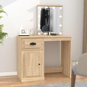 Vidaxl - Dressing Table with led Sonoma Oak 90x50x132.5 cm Engineered Wood Vidaxl - Dressing Table with led Sonoma Oak 90x50x132.5 cm Engineered Wood