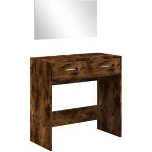 Vidaxl - Dressing Table with Mirror Smoked Oak 80x39x80 cm Vidaxl - Dressing Table with Mirror Smoked Oak 80x39x80 cm