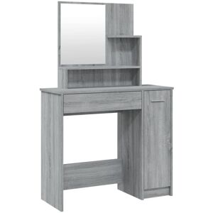 Dressing Table with Mirror Grey Sonoma 86.5x35x136 cm vidaXL Dressing Table with Mirror Grey Sonoma 86.5x35x136 cm vidaXL