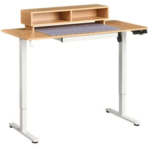 BELIANI Electric Adjustable Standing Desk LUCAMA Light Brown/ White 120 cm 60 cm with USB Port BELIANI Electric Adjustable Standing Desk LUCAMA Light Brown/ White 120 cm 60 cm with USB Port