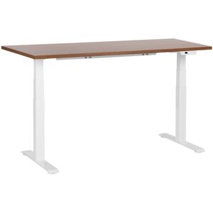 Beliani Electric Adjustable Desk - Dark Wood & White - 160 x 72 cm - Standing Desk Beliani Electric Adjustable Desk - Dark Wood & White - 160 x 72 cm - Standing Desk