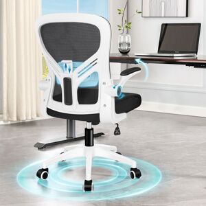 Elfordson - Ergonomic Office Chair, Adjustable Lumbar Support, Mid-back, Swivel, Mesh, Flip-up Armrests,Tilt Function, Black & White Elfordson - Ergonomic Office Chair, Adjustable Lumbar Support, Mid-back, Swivel, Mesh, Flip-up Armrests,Tilt Function, Black & White