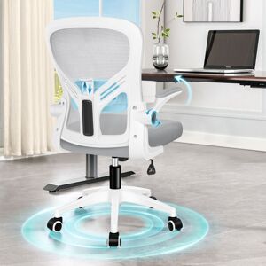 Elfordson - Ergonomic Office Chair, Adjustable Lumbar Support, Mid-back, Swivel, Mesh, Flip-up Armrests,Tilt Function, Grey Elfordson - Ergonomic Office Chair, Adjustable Lumbar Support, Mid-back, Swivel, Mesh, Flip-up Armrests,Tilt Function, Grey