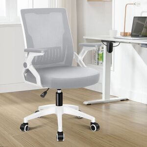 Elfordson - Ergonomic Office Chair, Mid-back, Height Adjustable, Swivel, Mesh,Flip-up Armrests and Lumbar Support, Grey Elfordson - Ergonomic Office Chair, Mid-back, Height Adjustable, Swivel, Mesh,Flip-up Armrests and Lumbar Support, Grey