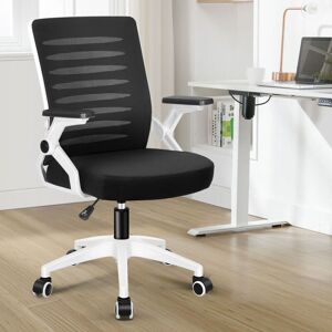 Elfordson - Ergonomic Office Chair, Mid-back Swivel, Height Adjustable, Mesh,90° Flip-up Armrest and Padded Seat Cushion, Black & White Elfordson - Ergonomic Office Chair, Mid-back Swivel, Height Adjustable, Mesh,90° Flip-up Armrest and Padded Seat Cushion, Black & White