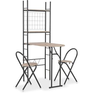 Vidaxl - 3 Piece Folding Dining Set with Storage Rack mdf and Steel Vidaxl - 3 Piece Folding Dining Set with Storage Rack mdf and Steel