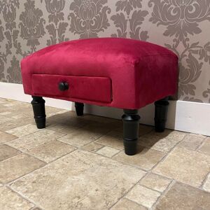 Footstool with Drawer - Velvet - L25 x W45 x H28 cm - Red Footstool with Drawer - Velvet - L25 x W45 x H28 cm - Red