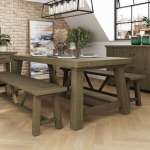 IQGB FWStyle Dining Table & 2 Benches + Leaf Extender Set Solid Pine 200cm Table IQGB FWStyle Dining Table & 2 Benches + Leaf Extender Set Solid Pine 200cm Table