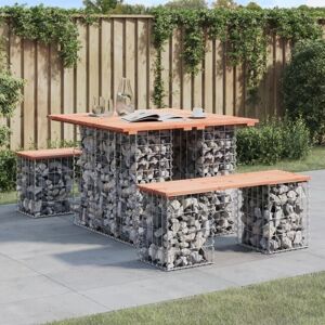 vidaXL Garden Bench Brown - 102x100x72 cm Outdoor Seat Gabion Wood vidaXL Garden Bench Brown - 102x100x72 cm Outdoor Seat Gabion Wood