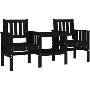 Vidaxl - Garden Bench with Table 2-Seater Black Solid Wood Pine Vidaxl - Garden Bench with Table 2-Seater Black Solid Wood Pine