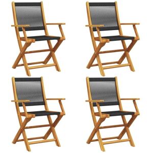 Vidaxl - Folding Garden Chairs 4 pcs Black Solid Wood Acacia Vidaxl - Folding Garden Chairs 4 pcs Black Solid Wood Acacia