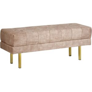 BELIANI Glam Upholstered Bench Stool Pouffe Accent Gold Metal Legs Solid Pattern Taupe Roseville BELIANI Glam Upholstered Bench Stool Pouffe Accent Gold Metal Legs Solid Pattern Taupe Roseville