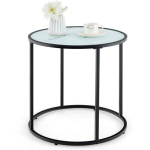 Costway - Glass End Table 50cm Round Side Table Modern Coffee Accent Table Costway - Glass End Table 50cm Round Side Table Modern Coffee Accent Table